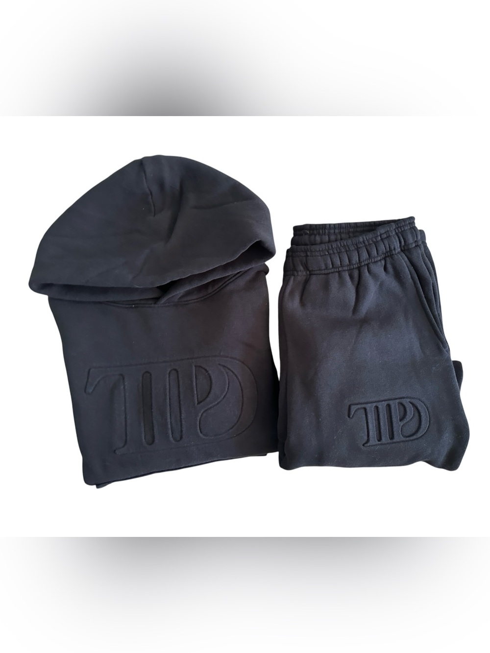 Taylor Swift TTPD Black Embossed Hoodie and Sweatpants Set Black Size Small